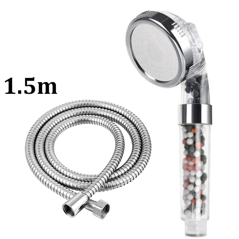 3 Functions High Pressure SPA Shower Head Water Saving Handheld Rainfall Bathroom Accessory Anion Filter Shower