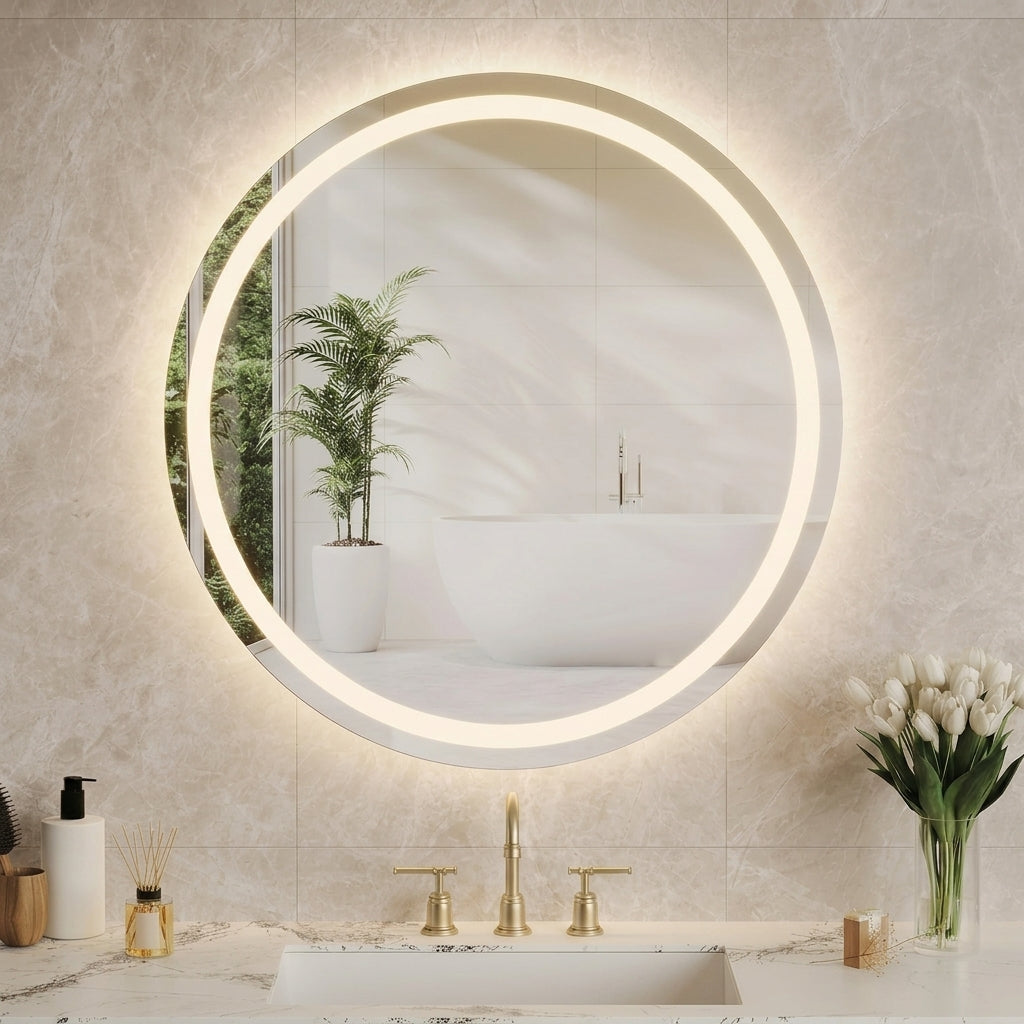 Miroir LED Rond Intelligent – Anti-Buée et Éclairage Intégré