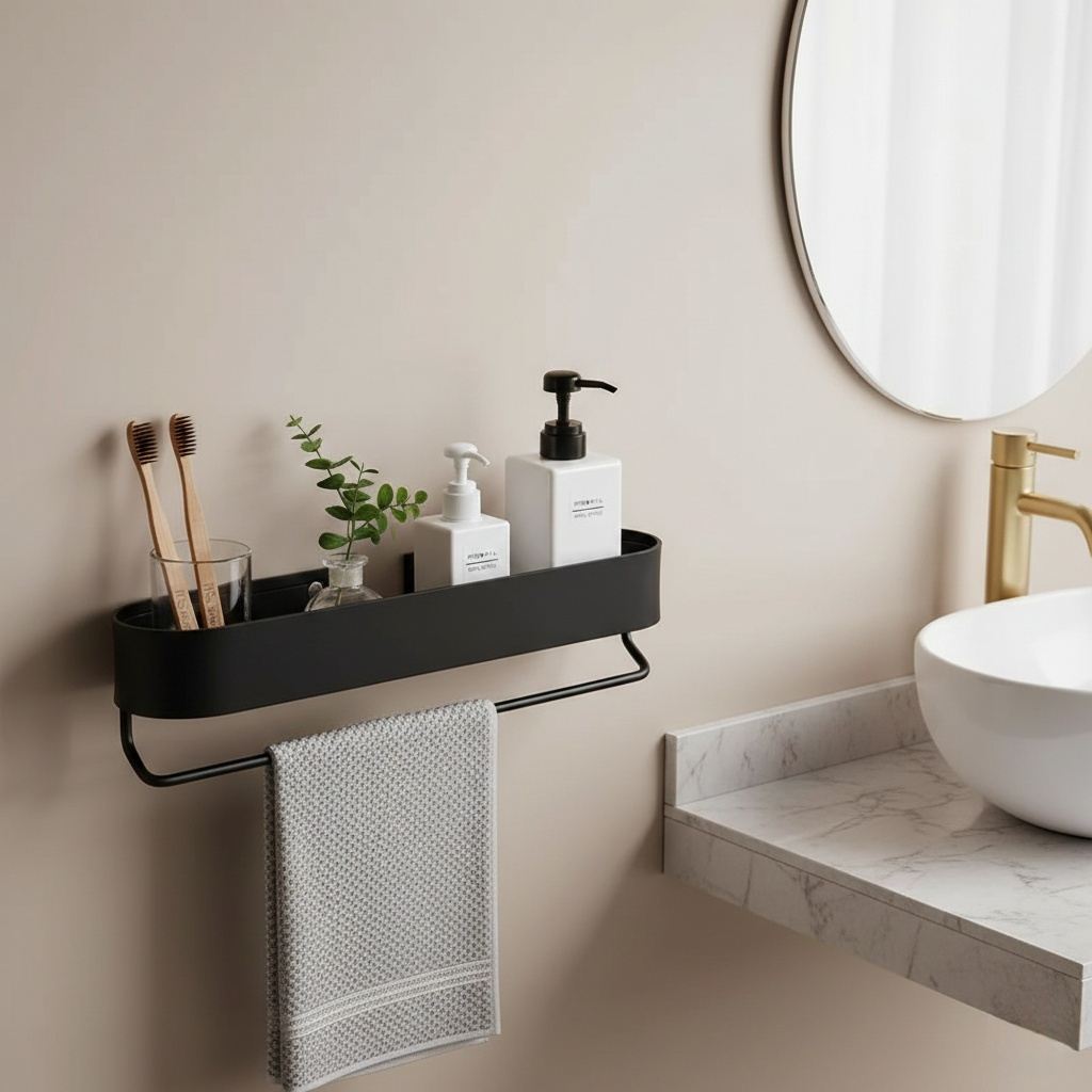 Étagère Murale avec Porte-Serviettes – Alliez Style et Praticité