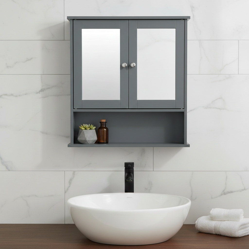 Armoire à Pharmacie Murale avec Miroir Intégré – Rangement Pratique et Élégant