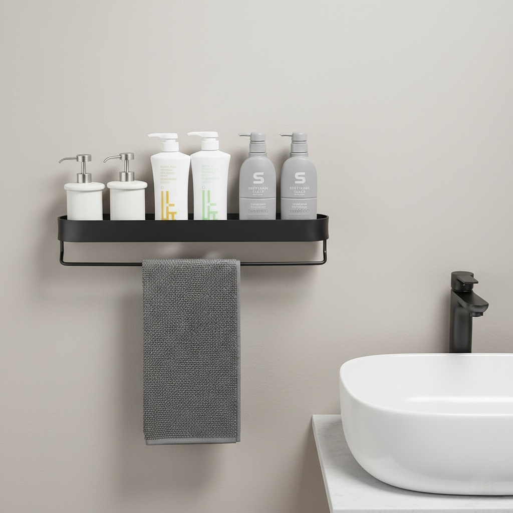 Étagère Murale avec Porte-Serviettes – Alliez Style et Praticité