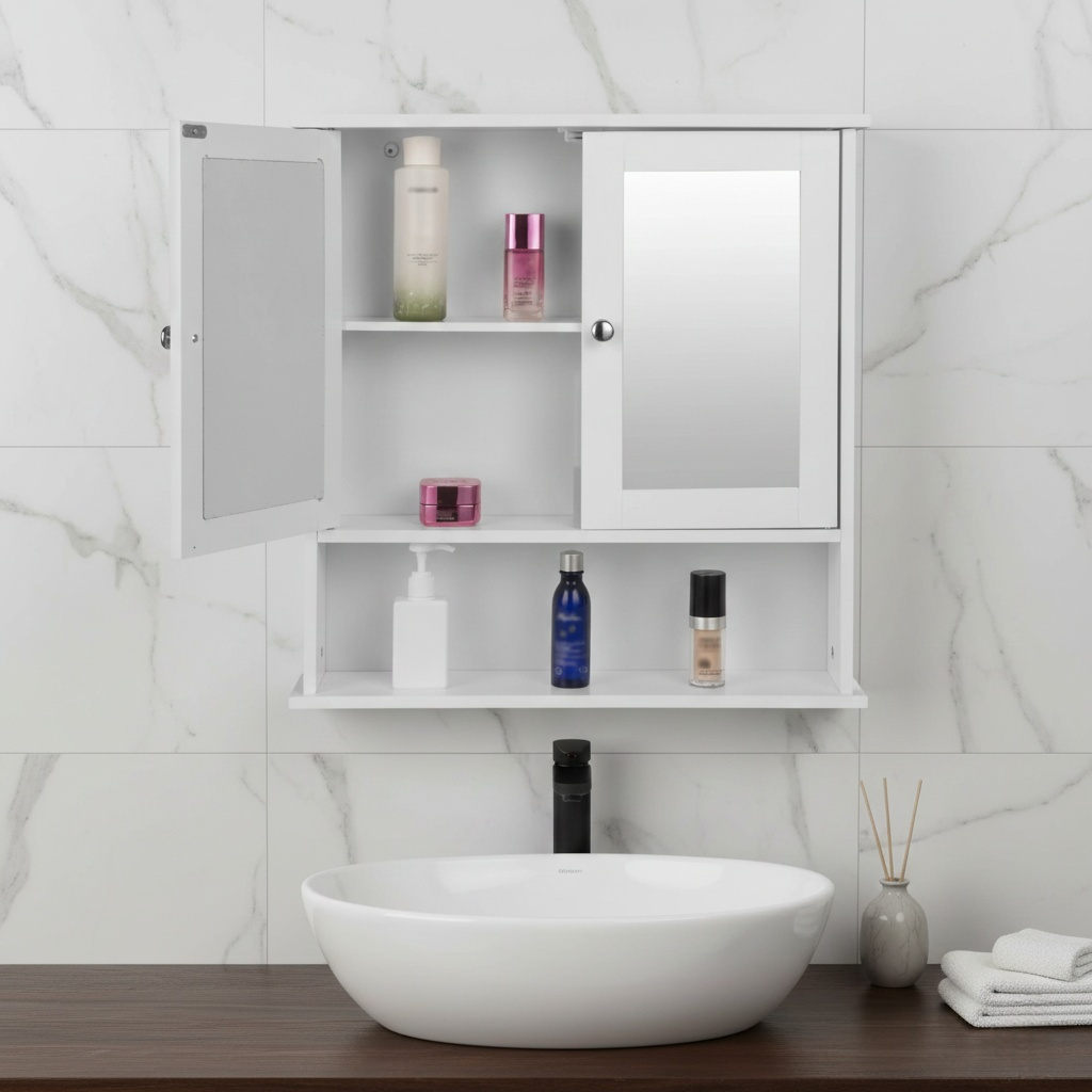Armoire à Pharmacie Murale avec Miroir Intégré – Rangement Pratique et Élégant