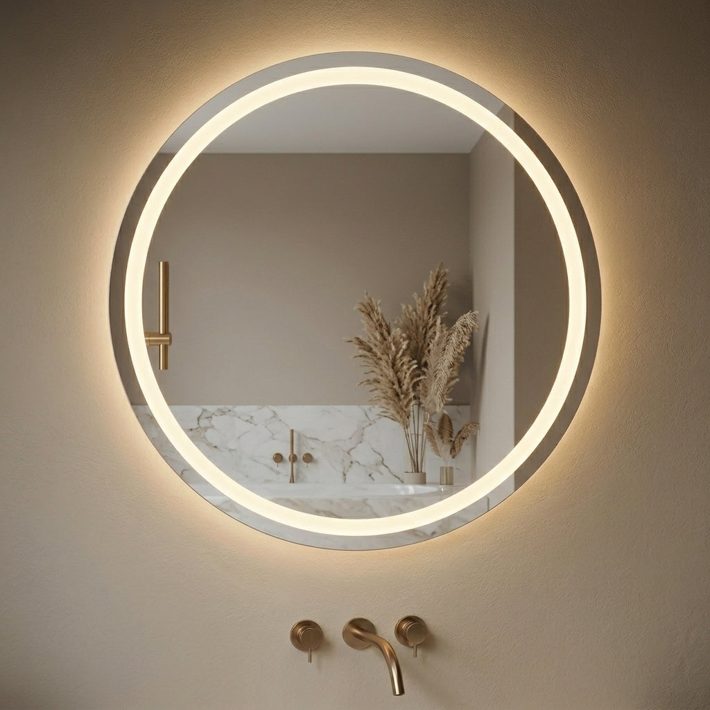Miroir LED Rond Intelligent – Anti-Buée et Éclairage Intégré