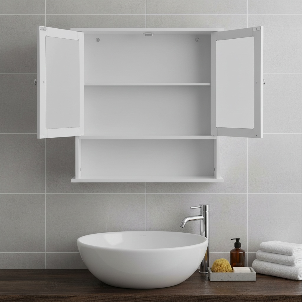 Armoire à Pharmacie Murale avec Miroir Intégré – Rangement Pratique et Élégant