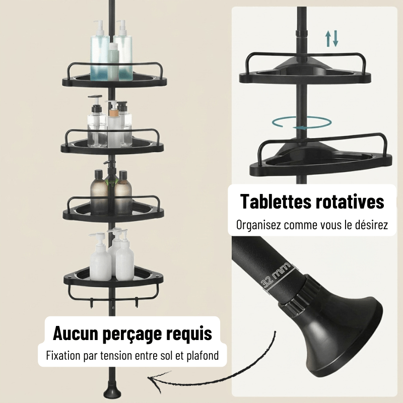Étagère de Douche Télescopique Extensible – Rangement Pratique et Facile d'Accès