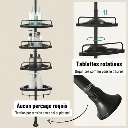 Étagère de Douche Télescopique Extensible – Rangement Pratique et Facile d'Accès