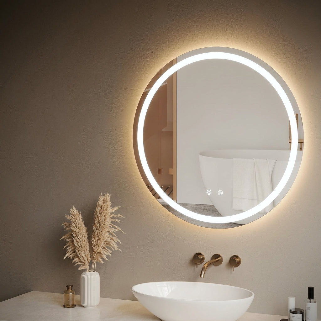 Miroir LED Rond Intelligent – Anti-Buée et Éclairage Intégré
