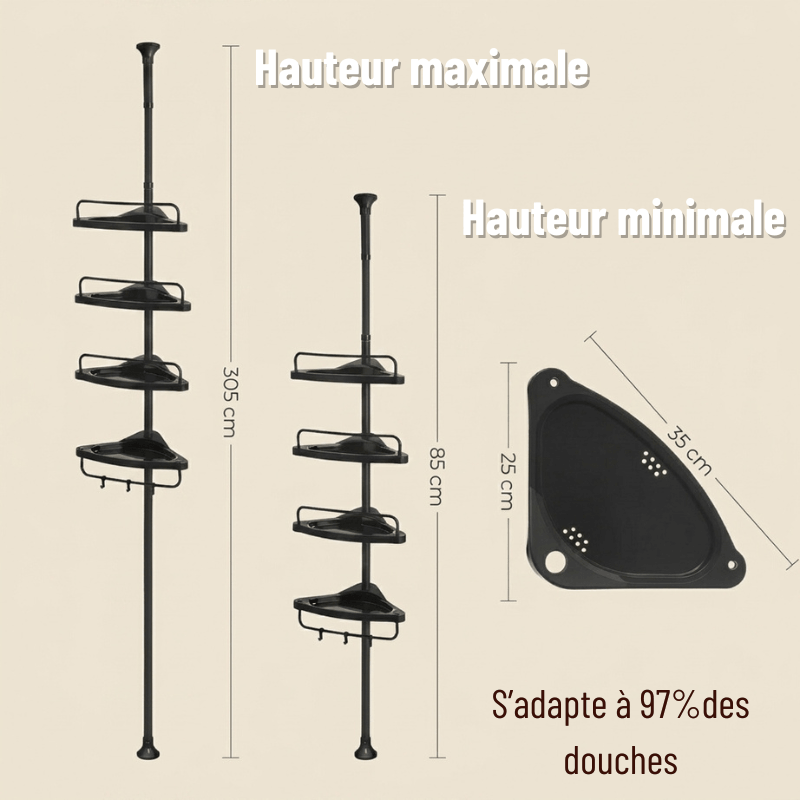 Étagère de Douche Télescopique Extensible – Rangement Pratique et Facile d'Accès