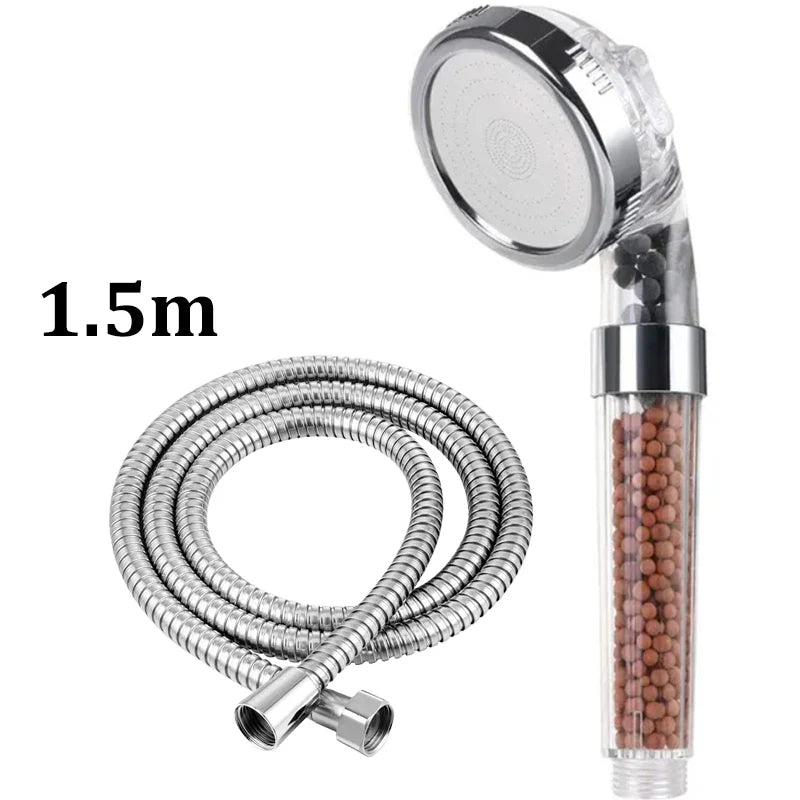 3 Functions High Pressure SPA Shower Head Water Saving Handheld Rainfall Bathroom Accessory Anion Filter Shower
