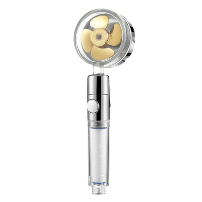 360° Rotating Turbine Fan Handheld Shower Head High Pressure Water Saving Spray Shower Filter Bathroom Accessories