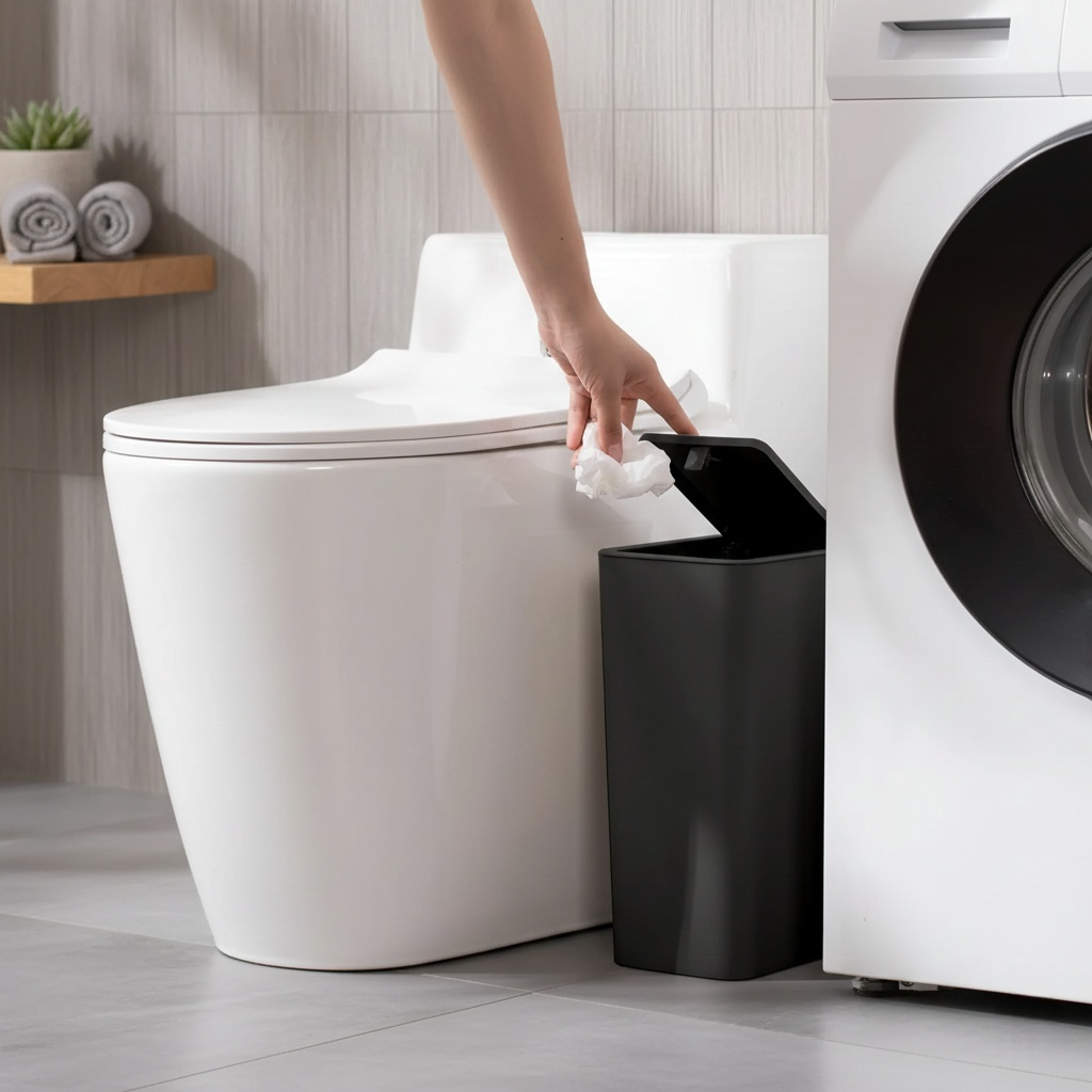 Poubelle pour Salle de Bain et Toilettes – Couvercle à Pression, Hygiène et Praticité
