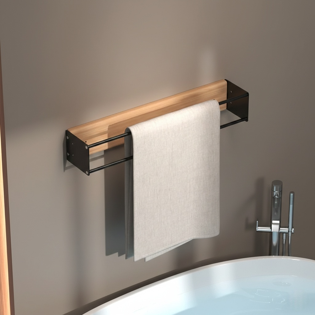 Porte-Serviettes Mural en Bois – Élégant et Pratique