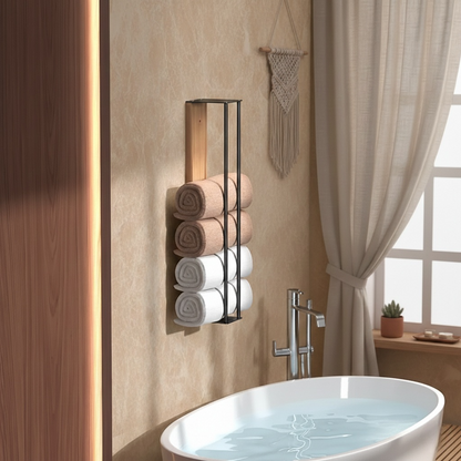 Porte-Serviettes Mural en Bois – Élégant et Pratique