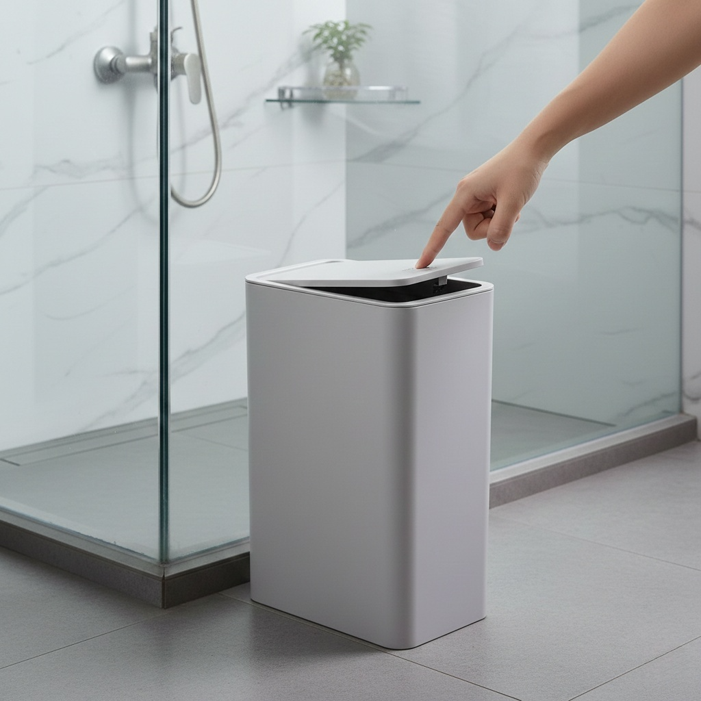 Poubelle pour Salle de Bain et Toilettes – Couvercle à Pression, Hygiène et Praticité