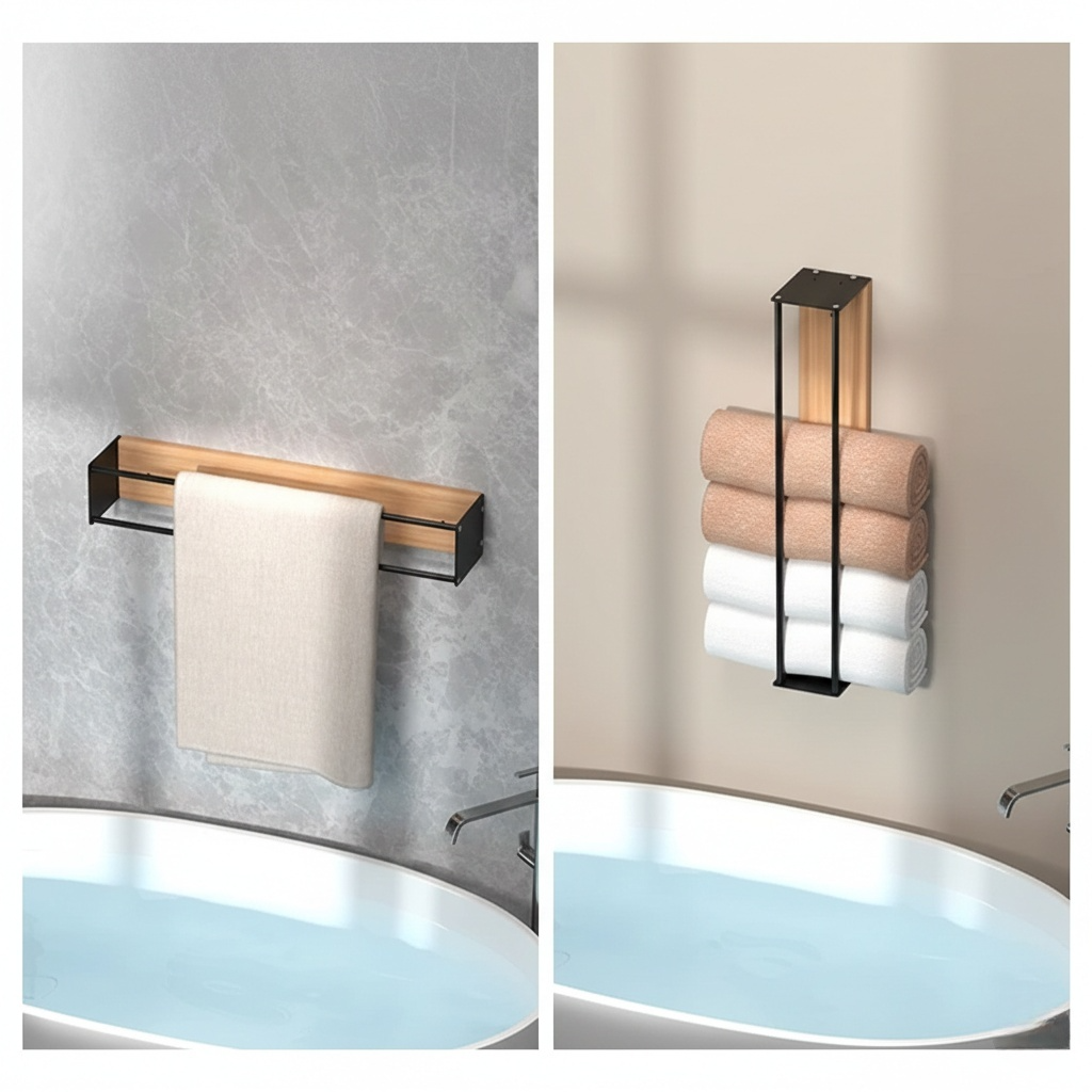 Porte-Serviettes Mural en Bois – Élégant et Pratique