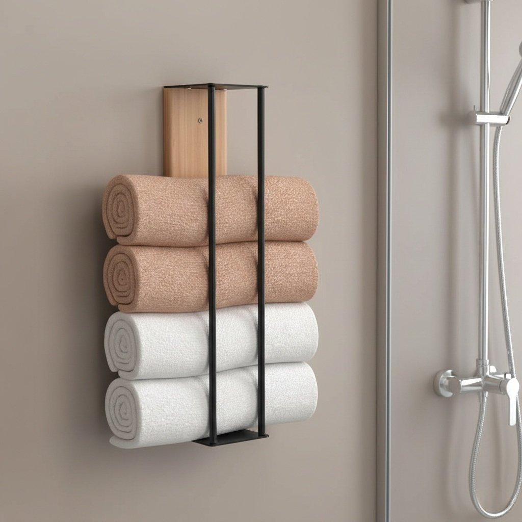 Porte-Serviettes Mural en Bois – Élégant et Pratique