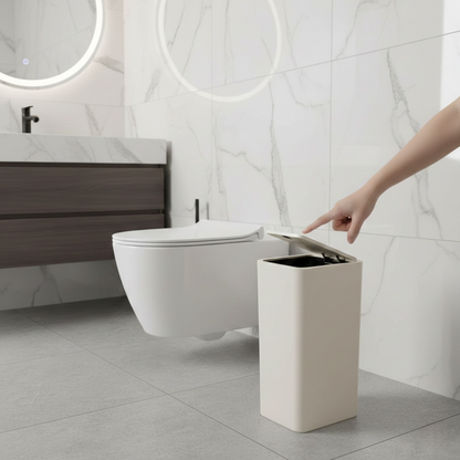 Poubelle pour Salle de Bain et Toilettes – Couvercle à Pression, Hygiène et Praticité
