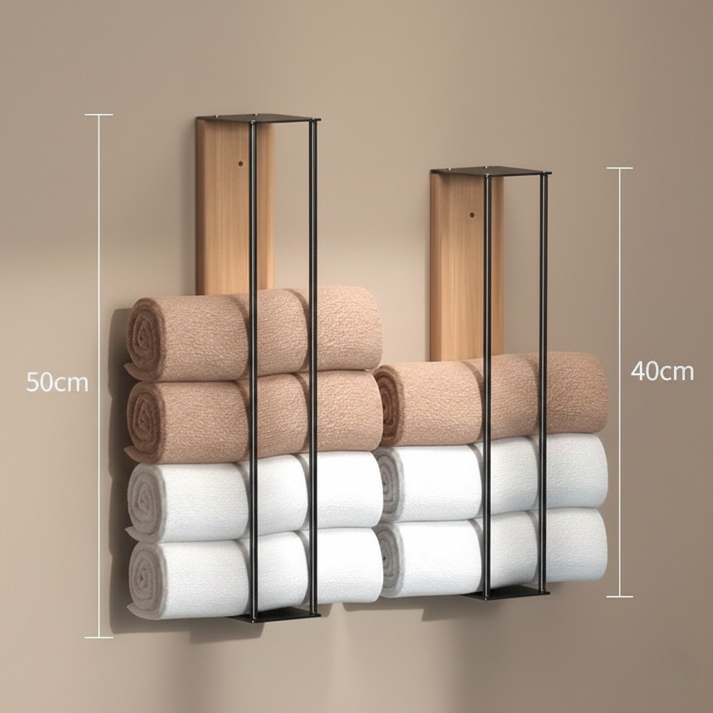 Porte-Serviettes Mural en Bois – Élégant et Pratique