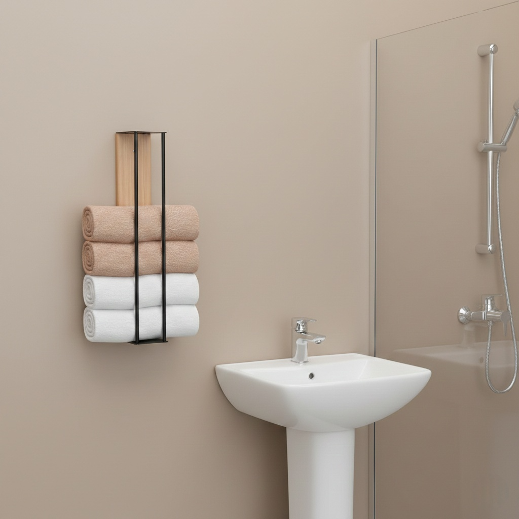 Porte-Serviettes Mural en Bois – Élégant et Pratique