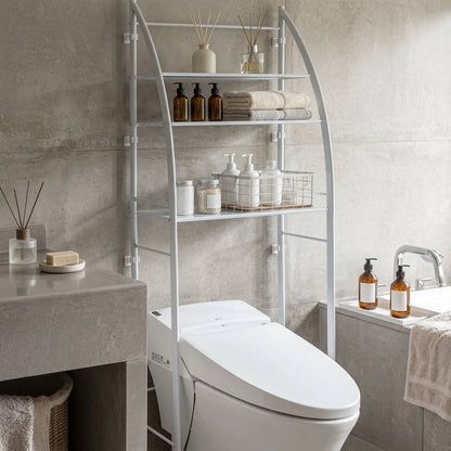Étagère verticale à 3 niveaux au‑dessus des toilettes
