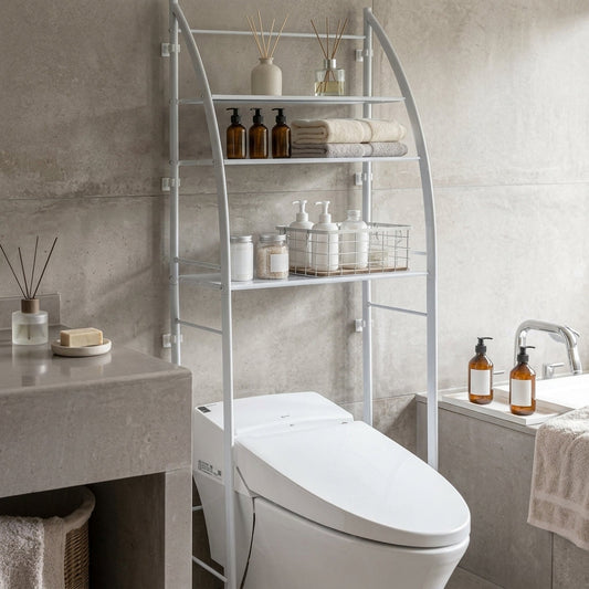 Étagère verticale à 3 niveaux au‑dessus des toilettes
