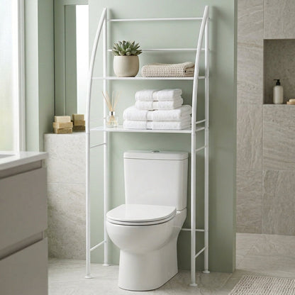 Étagère verticale à 3 niveaux au‑dessus des toilettes