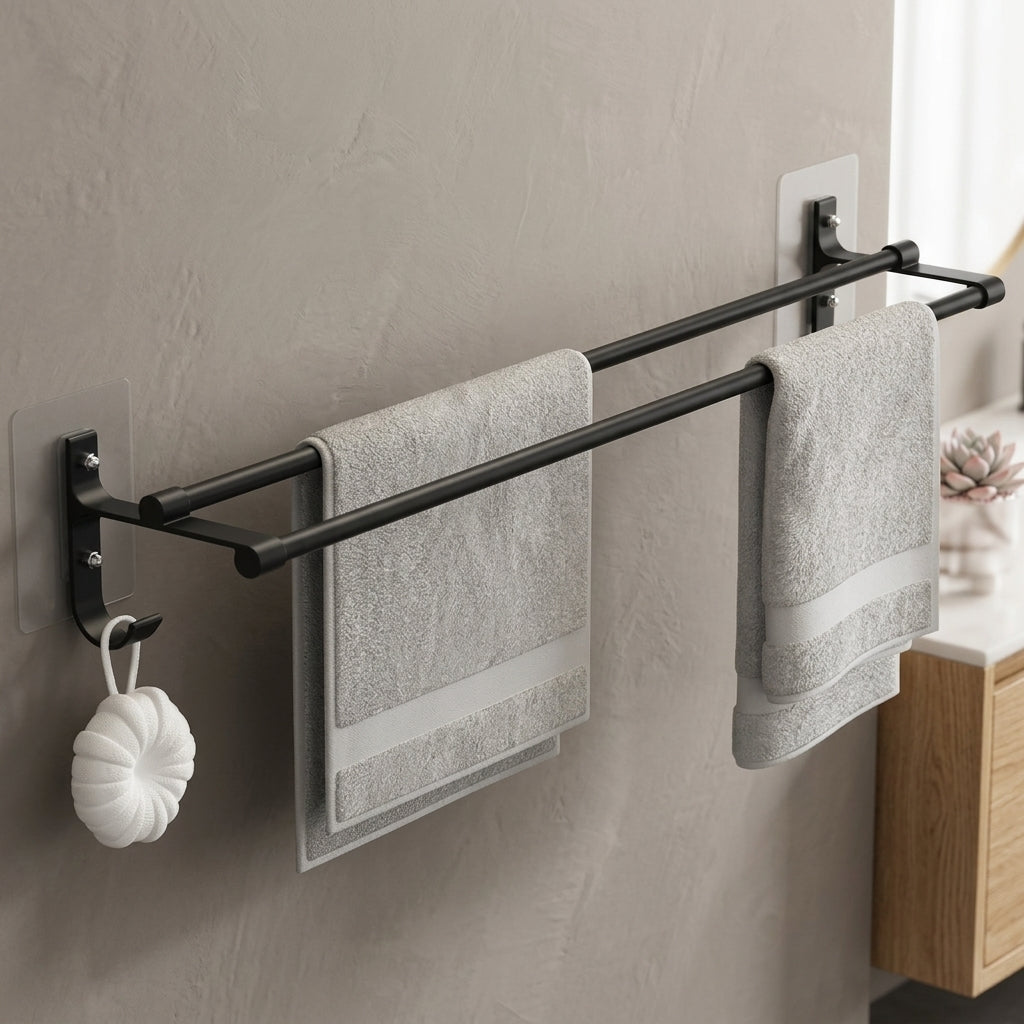 Porte-Serviettes Mural Double Barre – Design Épuré et Pratique