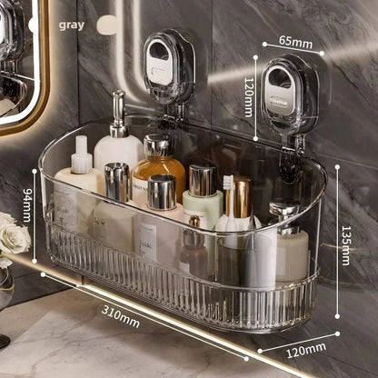 Shower Suction Cup Shelf Basket Light Glacier Pattern One Second Installation Bathroom Organizer Storage Rotating to Suck Remove