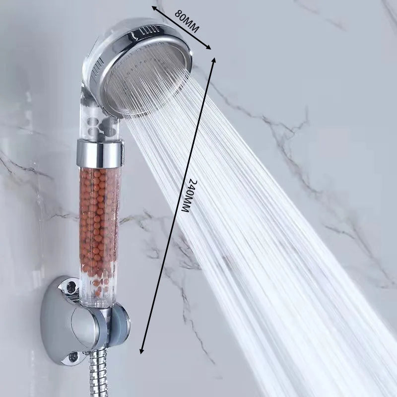 3 Functions High Pressure SPA Shower Head Water Saving Handheld Rainfall Bathroom Accessory Anion Filter Shower