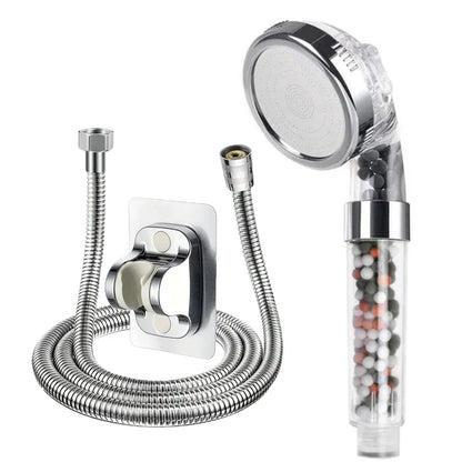 3 Functions High Pressure SPA Shower Head Water Saving Handheld Rainfall Bathroom Accessory Anion Filter Shower