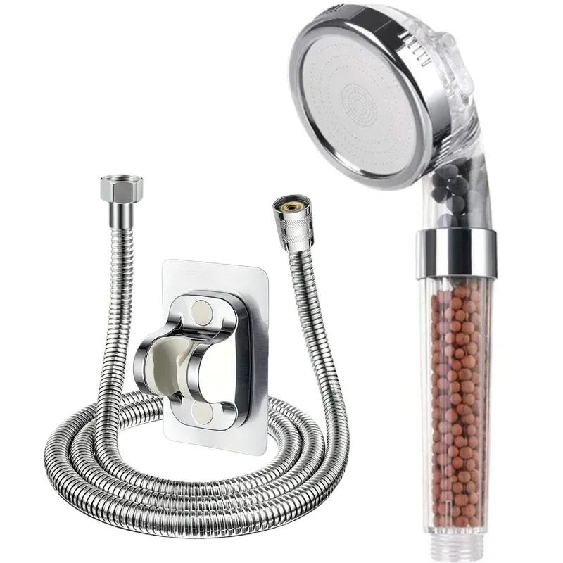 3 Functions High Pressure SPA Shower Head Water Saving Handheld Rainfall Bathroom Accessory Anion Filter Shower