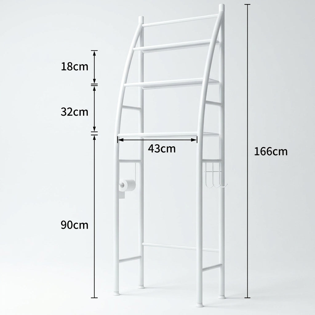 Étagère verticale à 3 niveaux au‑dessus des toilettes